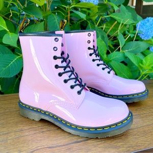 Dr. Martens Glossy Pink Moto Boots